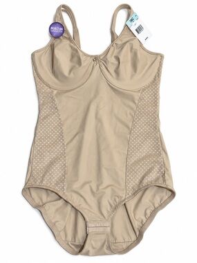 Bali 38C Beige Minimizer Bodysuit Shapewear Underwire Body Shaper NWT